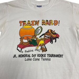 Vintage Train Hard Lake Cane Tennis Tee Small